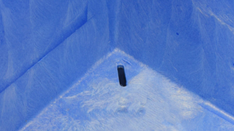 Blue bin floor with drain hole