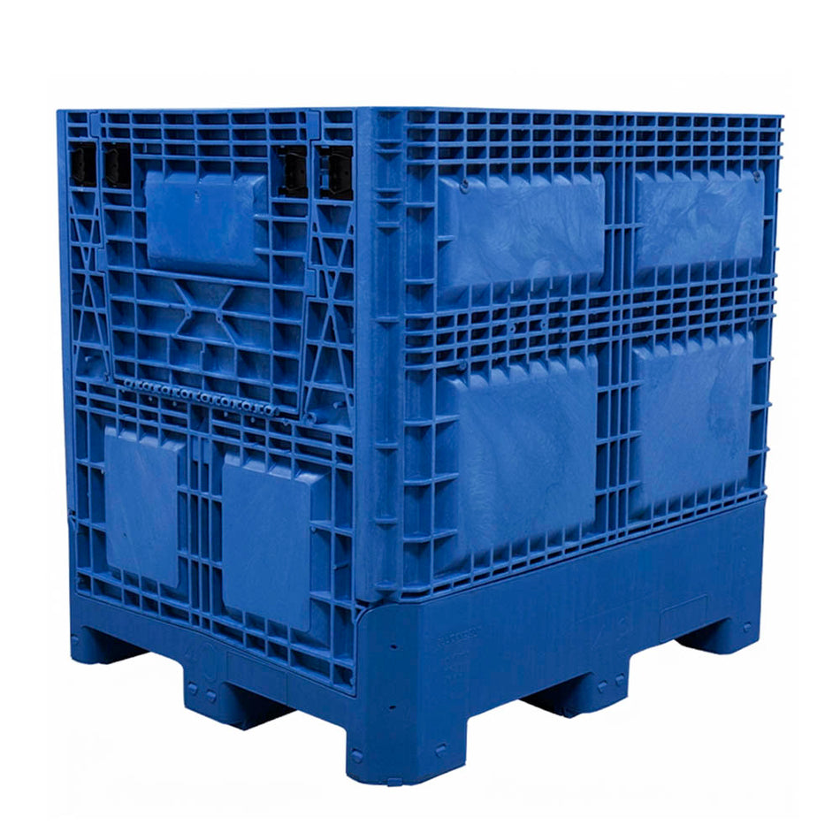 DuraGreen® 40" x 48" x 46" Medium-Duty Collapsible Bulk Container Blue (2 Doors)