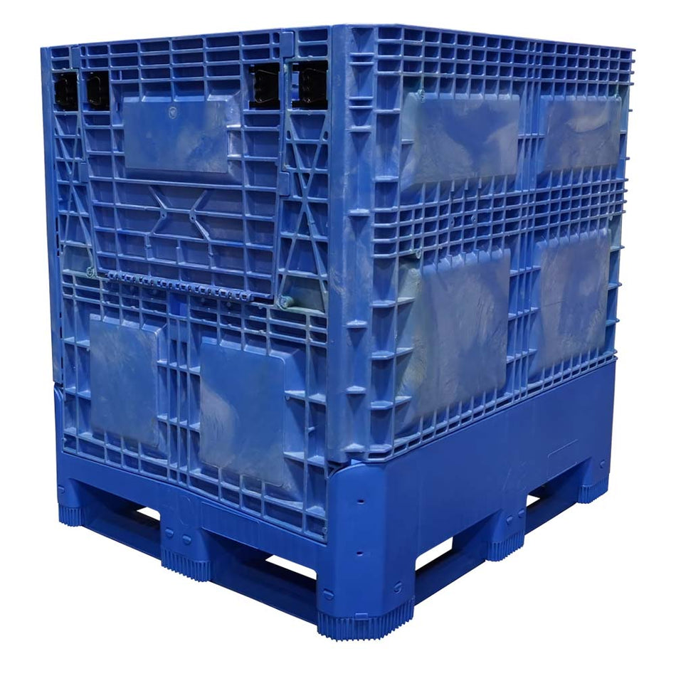 DuraGreen® 40" x 48" x 46" Preform Collapsible Bulk Container - Blue (2 Doors)