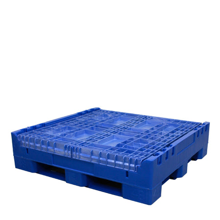 45" x 48" x 34" Blue Extra-Duty Collapsible Bulk Container collapsed 