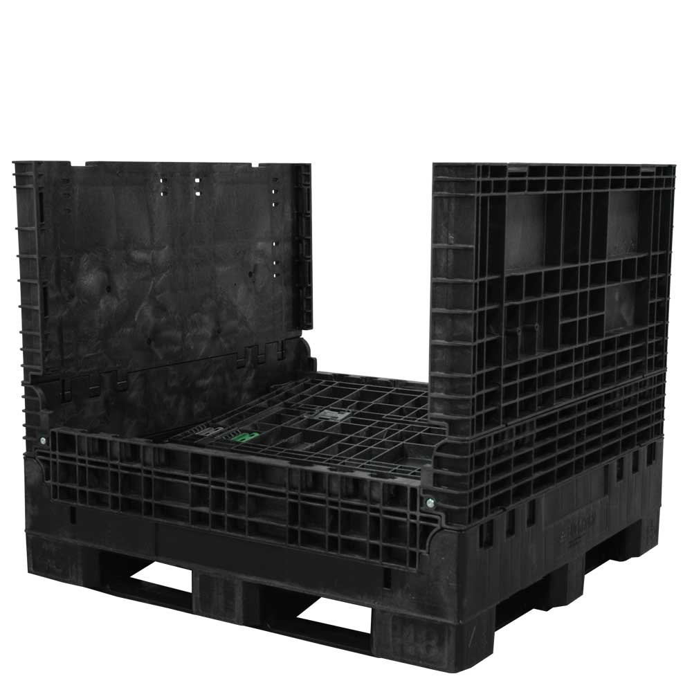 45" x 48" x 41" Solid Floor Collapsible Bulk Container two walls down