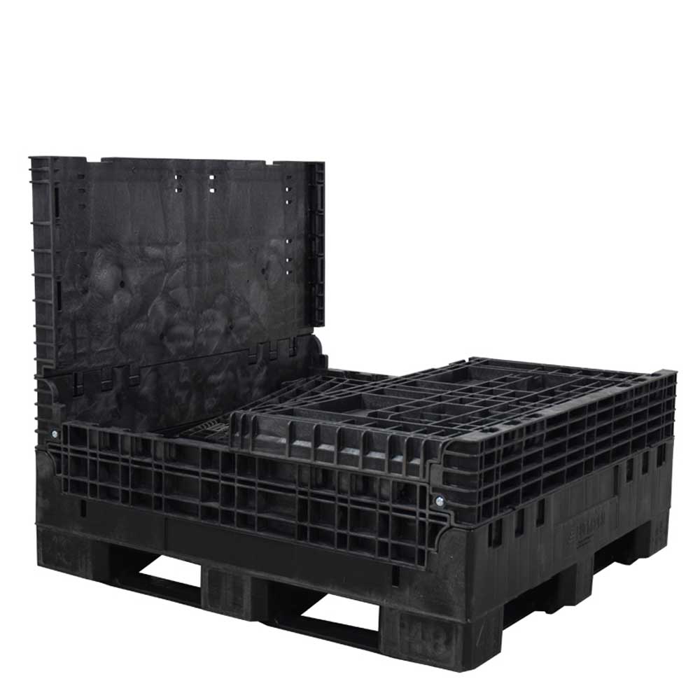 45" x 48" x 41" Solid Floor Collapsible Bulk Container three walls down