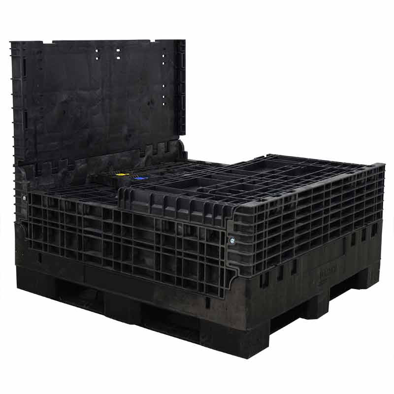 45x48x44 solid floor bulk container three walls down