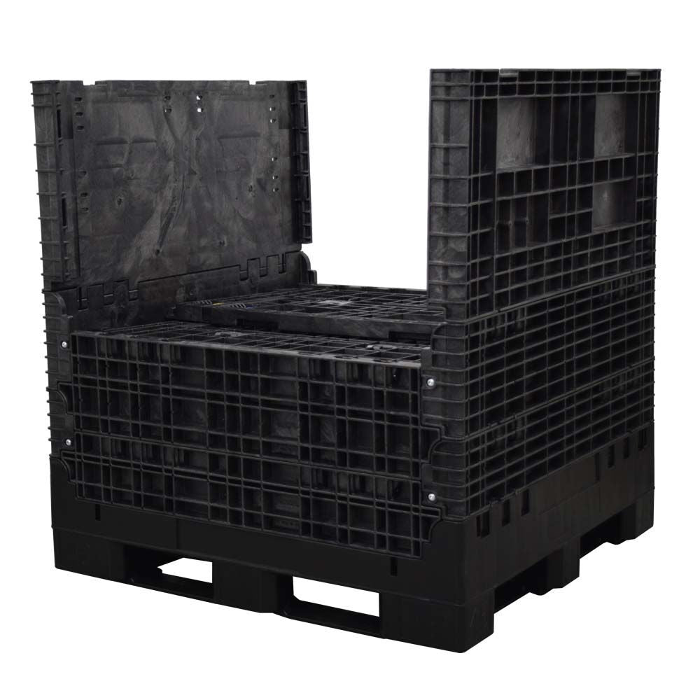 45" x 48" x 51" Solid Floor Collapsible Bulk Container two walls down