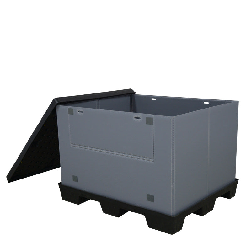 40" x 48" x 34" Plastic Pallet Pack Container lid off