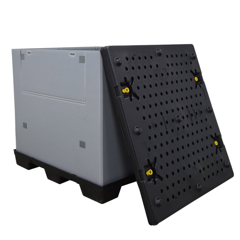 45" x 48" x 45" Plastic Pallet Pack Container lid off to the side