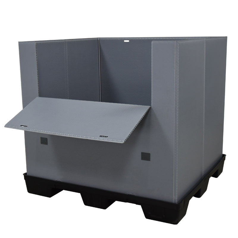 45" x 48" x 45" Plastic Pallet Pack Container one door down