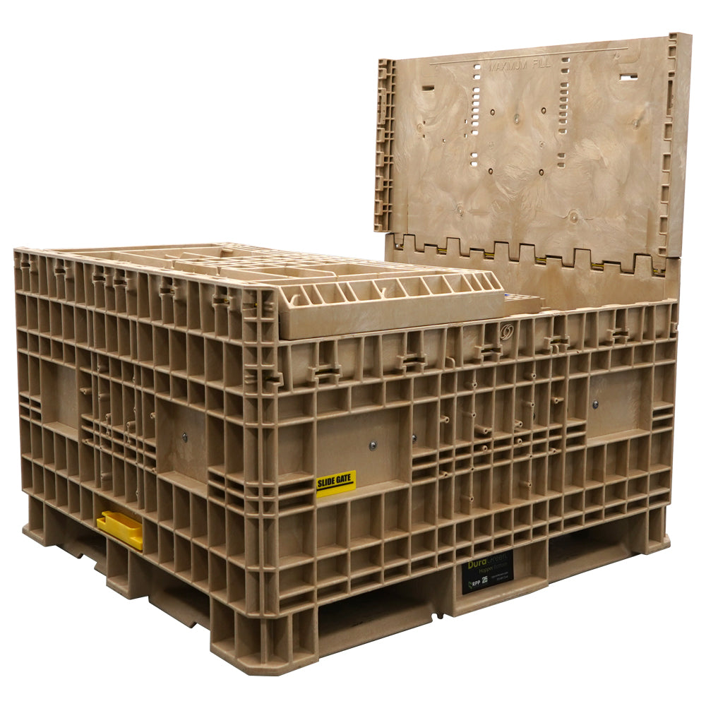 45 x 48 x 50 third wall collapsed tan hopper