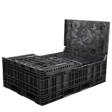 65" x 48" x 50" Extended-Length Collapsible Bulk Container three walls down