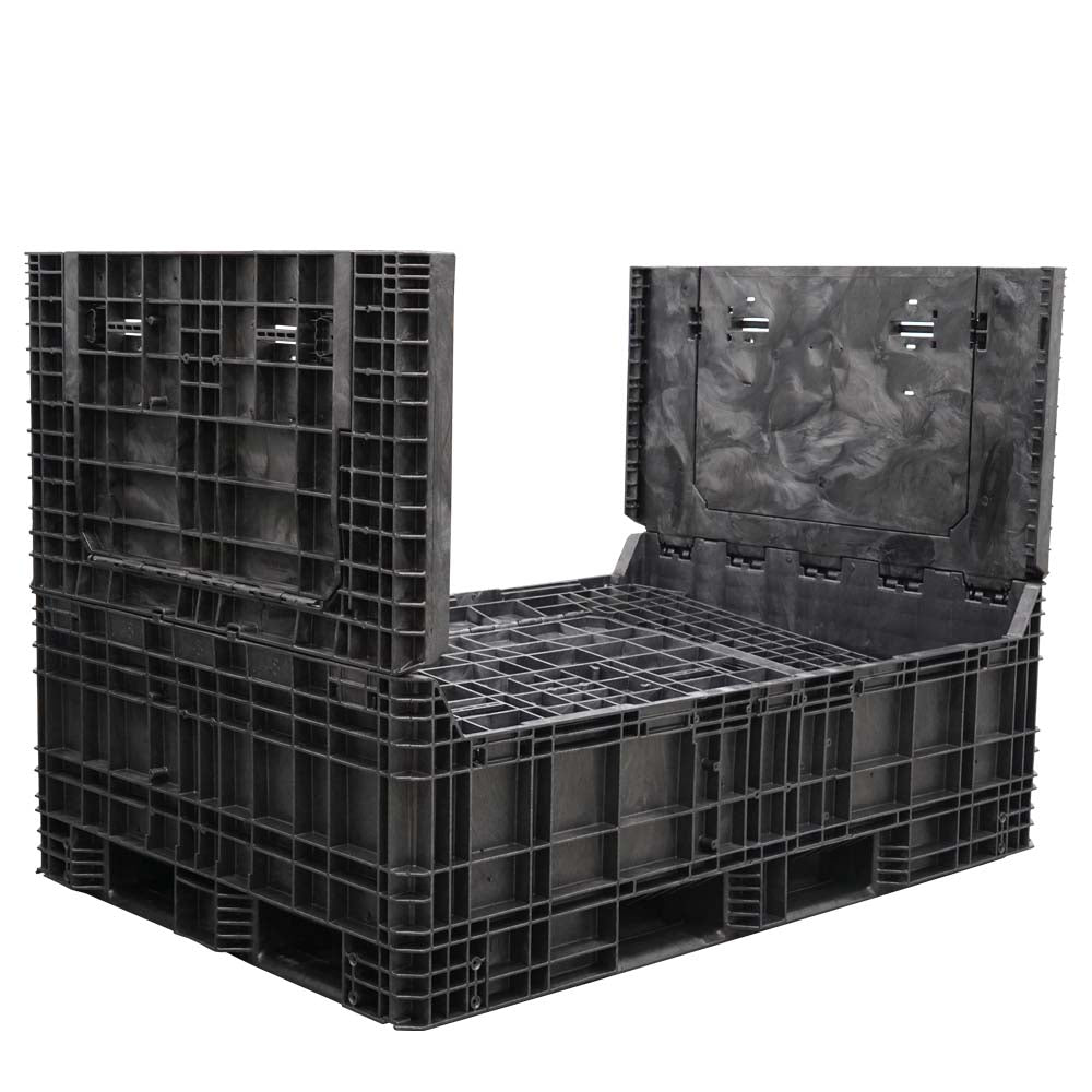 65" x 48" x 50" Extended-Length Collapsible Bulk Container two walls down