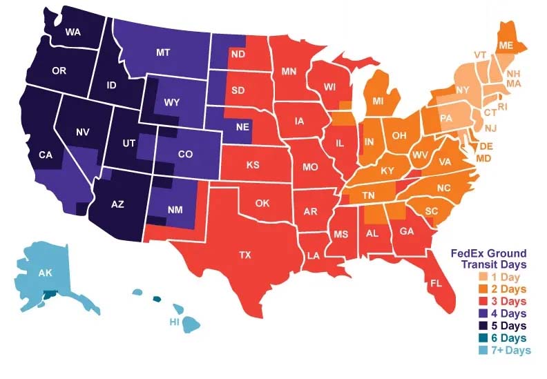 FedEx Shipping map