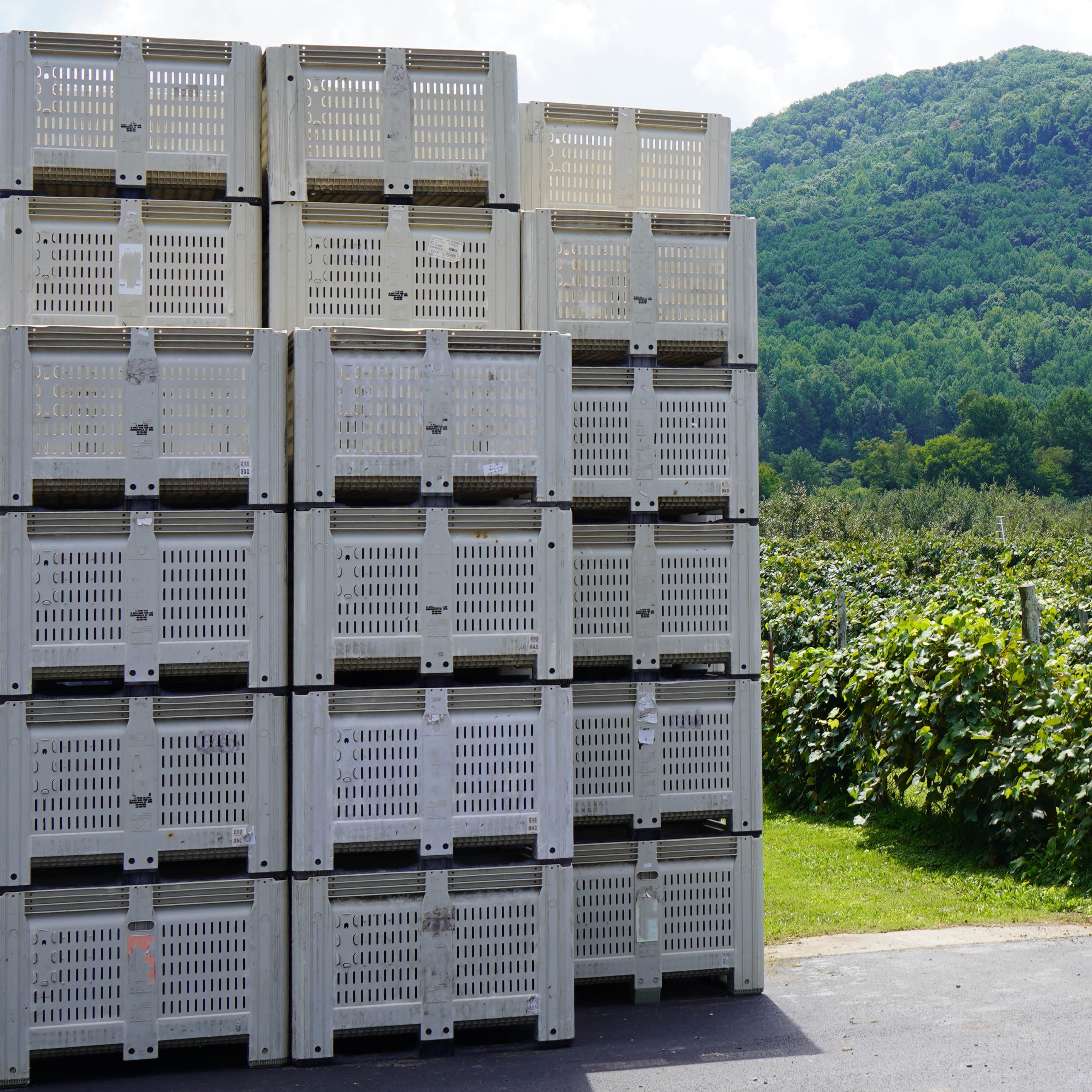 Stack of vented bulk bins